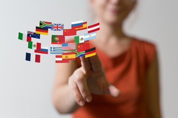 Global communication, international messaging and translation concept
