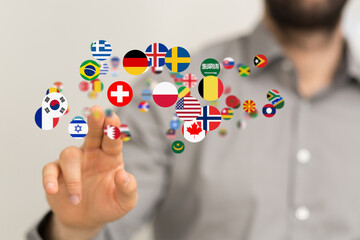 Global communication, international messaging and translation concept