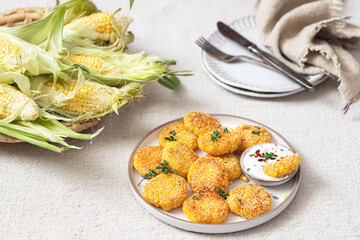 fried polenta with herbs and yogurt