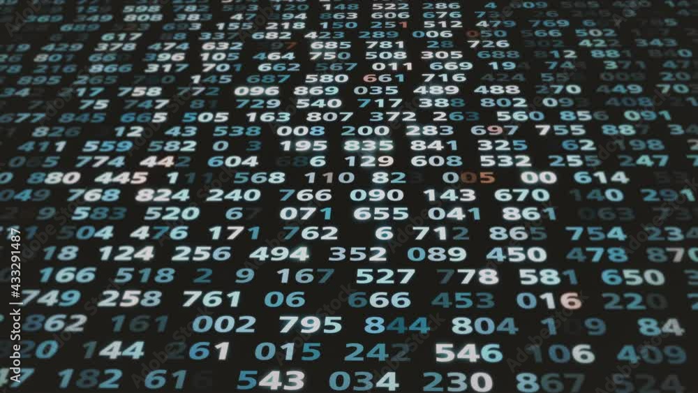 Canvas Prints flight over digital field of blue generic numbers, background animation.