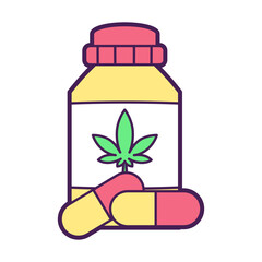 Isolated cannabis natural medicine flask icon