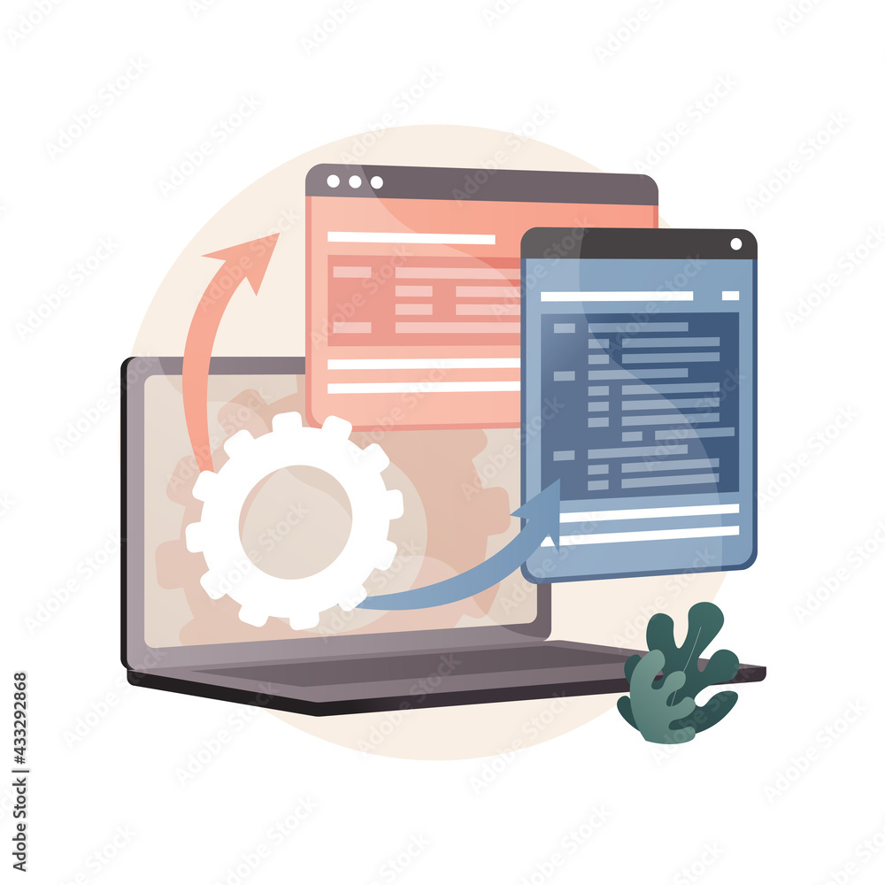 Poster cross-platform software abstract concept vector illustration.