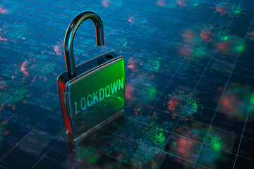 Digitally generated image Covid lockdown padlock