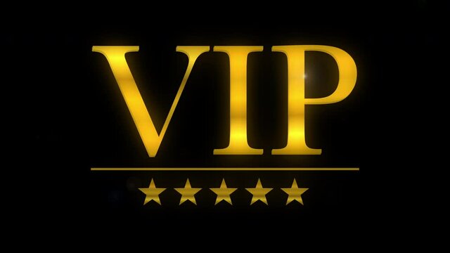 VIP Symbol or Sign Animation on Black Background and Green Screen