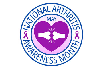 May national arthritis awareness month flat vector illustration. A health design for banner, poster, web. Protection, healthcare, prevention concept.