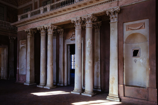 Old Majestic Abandoned Historical Mansion Znamenskoye-Sadki, Inside View