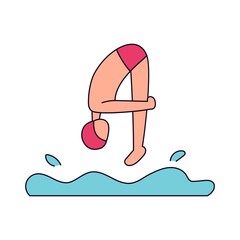 Isolated male athlete character icon swimming