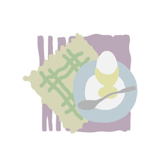 Table setting background Egg spoon napkin doodle logo icon sign Kitchen cooking design Cartoon children's style Fashion print clothes apparel greeting invitation card cover flyer poster menu banner