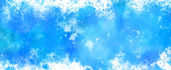 青色、水色の水彩の筆の跡、背景素材、テクスチャ