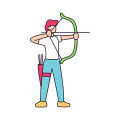 Isolated boy icon practicing archery sport