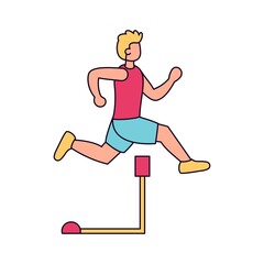 Isolated male athlete character practicing athletic