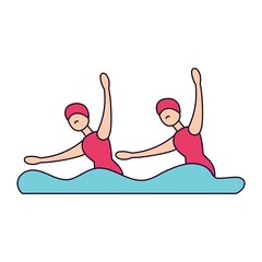 Isolated male athlete character icon swimming