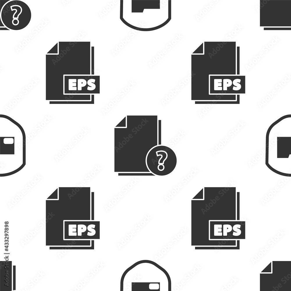 Poster set document folder protection, unknown document and eps file document on seamless pattern. vector