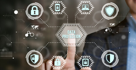 Internet, business, Technology and network concept. Cyber security data protection business...