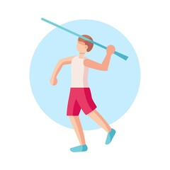 Isolated male character icon throwing a javelin