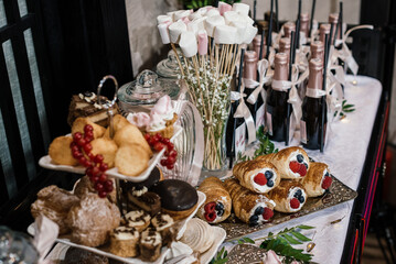 table with cakes at the banquet