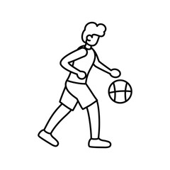 Fototapeta na wymiar Isolated athlete character icon practicing basketball