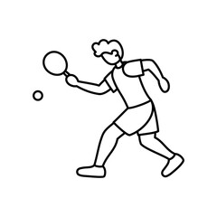 Isolated athlete character icon practicing ping pong