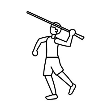 Isolated male character icon throwing a javelin