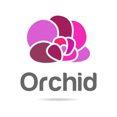 Abstract vector logo of stones sign with orchid. Icon wellness and spa. Creative minimalist hand painted illustration for wellness, spa, Thai massage. Design template logo with symbol natural stones.