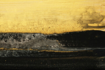 Fototapeta premium Acrylic and watercolor colors blots on wood. Abstract landscape background.