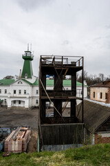 city views of the old kremlin churches and the monastery of the city of Suzdal during the rain