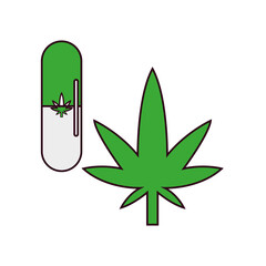 Isolated cannabis natural medicine pill icon