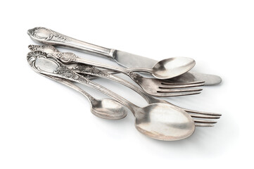 Group of old silver cutlery - Powered by Adobe
