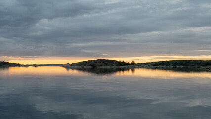 Evening at the Swedish west coast. Beautiful scenery and seascape. Sunset and contrast