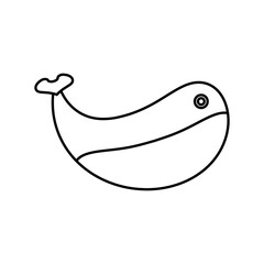 Ballena line icon. Simple style ocean animals poster background symbol. Ballena text frame. Logo design element. T-shirt printing. Vector for sticker.