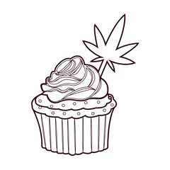 Isolated cannabis happy cupcake icon