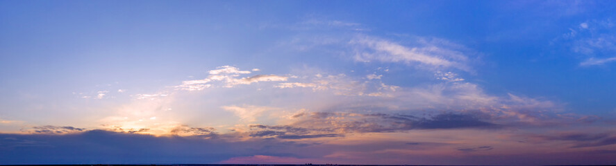 Naklejka na ściany i meble Evening or morning landscape, sunrise or sunset. Panorama of the sky.