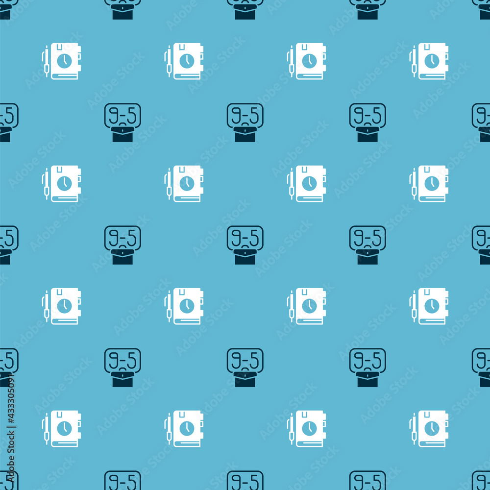 Poster set from 9 and daily paper notepad on seamless pattern. vector