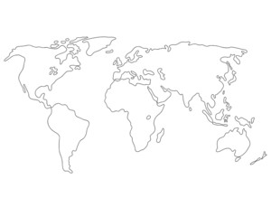 Fototapeta na wymiar silhouette World map illustration isolated on white background. Vector illustration