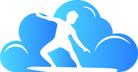 Cloud Surfer Logo, Surfer Logo, Cloud Storage Logo