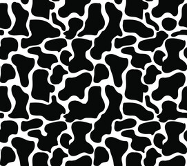 Seamless abstract cow pattern. Simple vector texture - white background with black shapeless spots, dalmatian print