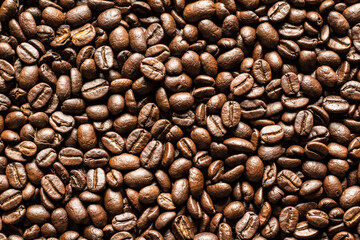 A roasted coffee beans texture background.