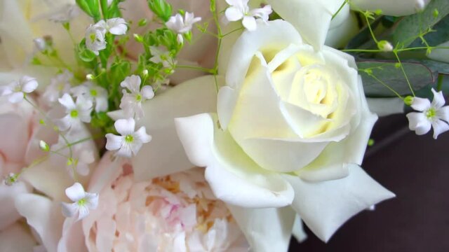 A beautiful bouquet of fresh flowers Slow Motion