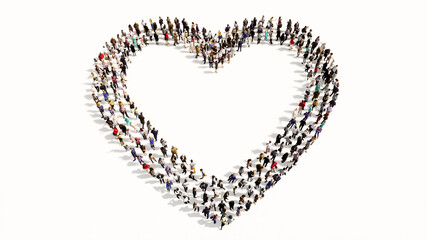 Concept conceptual large community of people forming the  like icon. 3d illustration metaphor for love, popular, trendy, health, romance and marriage