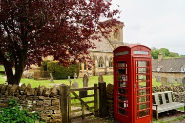Old Red Telephone Booth in the Cotswolds England