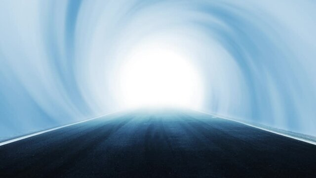 Abstract augmented infinity road space travel background.