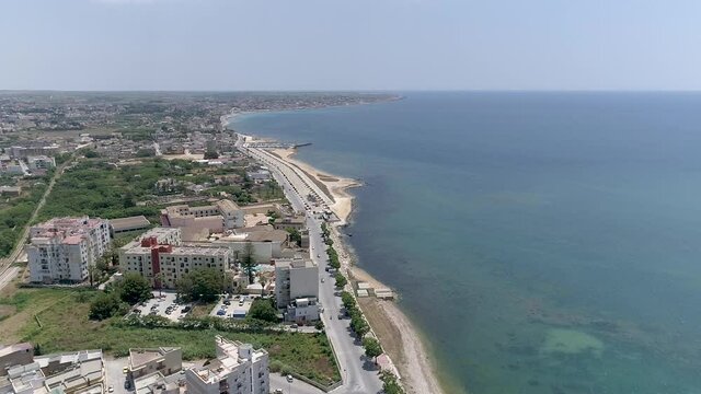 aerial view of the panoramic sea of Mazara del Vallo in the province of Trapani, Sicily