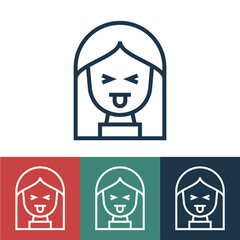 Linear vector icon with girl shows language