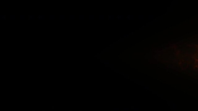 A flying flash of light. Fiery trail, fiery path, fiery flash of light. Falling meteorite, falling stars. 4K video.