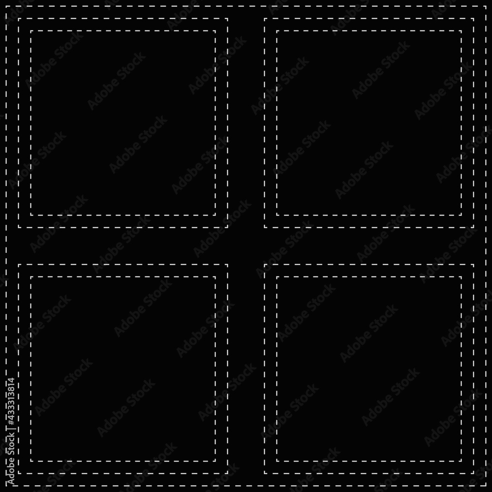 Aufkleber Four dashed squares. Vector empty frames with double dashed lines.