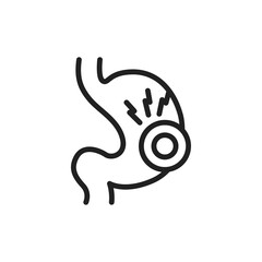 Stomach pain line icon. Isolated vector element.