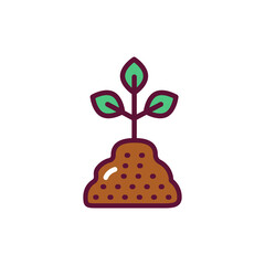Plant in soil line icon. Isolated vector element.