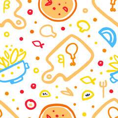 Cooking Seamless Pattern, Kitchenware Utensils and Cooking Ingredients Endless Repeating Print Can be Used for Background, Wallpaper, Textile, Packaging Design Vector Illustration