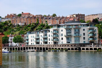 Naklejka na ściany i meble Skyline view in Bristol with new and old buildings and the Avon River gorge, England, UK