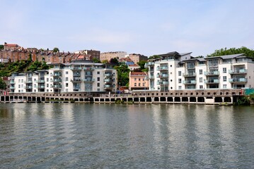 Fototapeta na wymiar Skyline view in Bristol with new and old buildings and the Avon River gorge, England, UK
